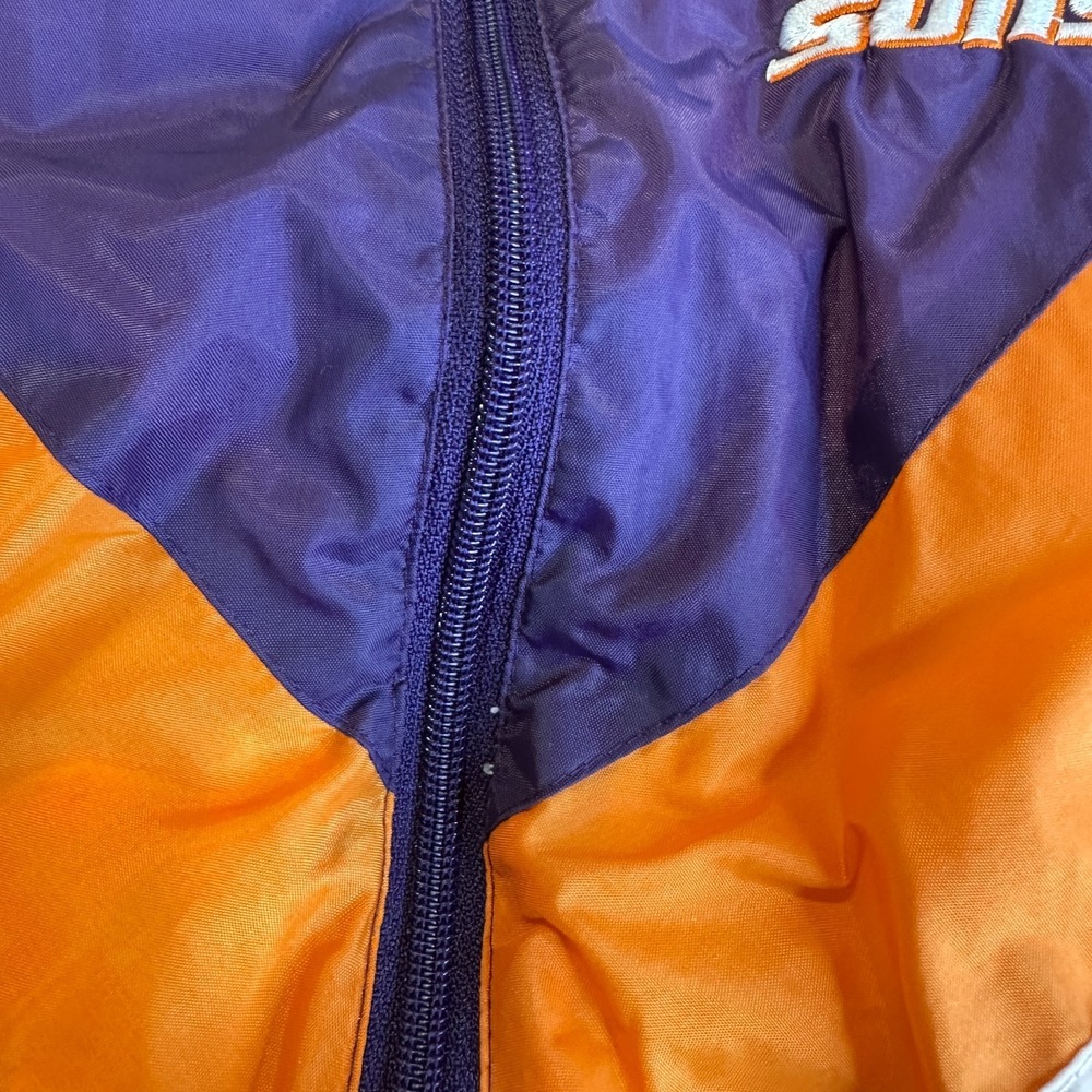 Vintage 90s Phoenix Suns NBA Windbreaker Jacket Purple Orange Youth Kids Small 8 - Picture 6 of 16